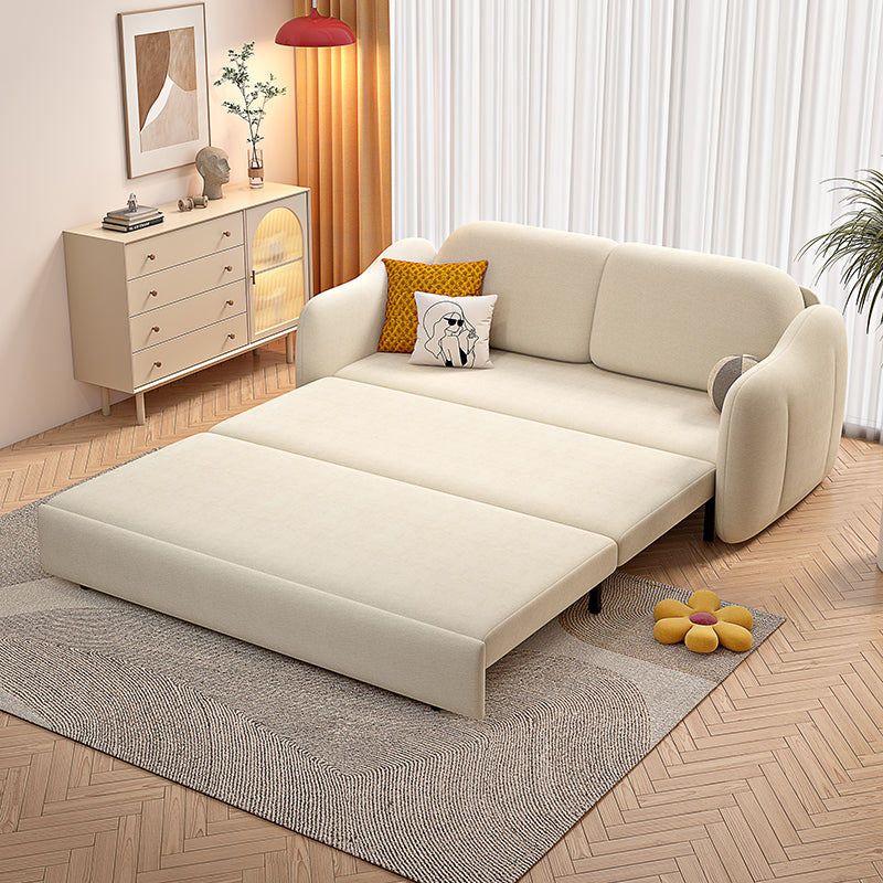 Beige Modern Slipcovered Sofa Bed Sloped Arm Sofa with Storage Clearhalo 'furn' 'furn_sofas' 'Furniture' 'Living Room Furniture' 'Sofa' 'sofas' 5822122