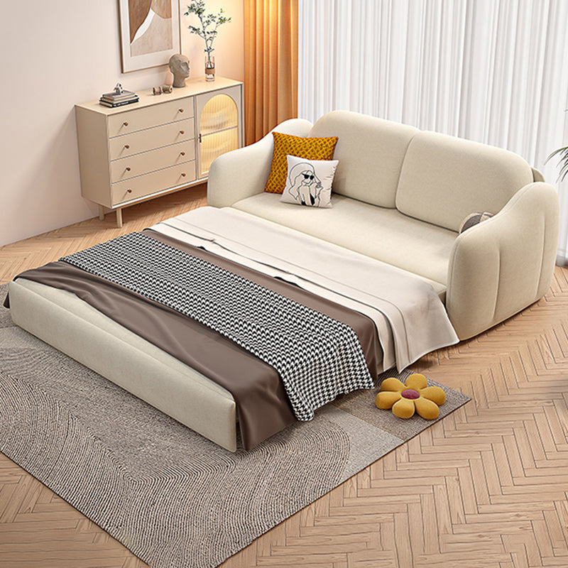 Beige Modern Slipcovered Sofa Bed Sloped Arm Sofa with Storage Clearhalo 'furn' 'furn_sofas' 'Furniture' 'Living Room Furniture' 'Sofa' 'sofas' 5822125