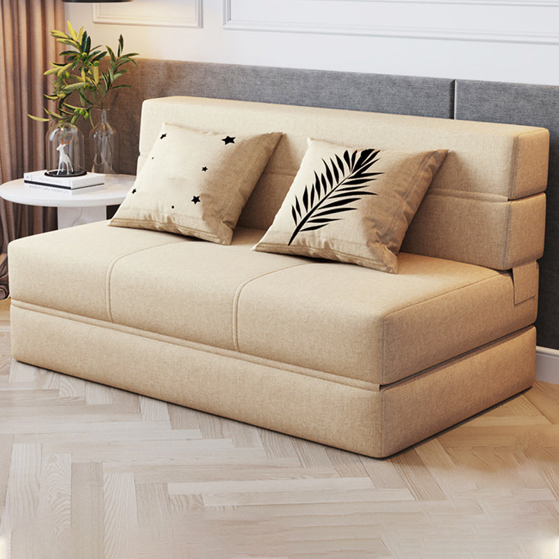 Contemporary Linen Armless Sofa Bed Slipcovered for Living Room