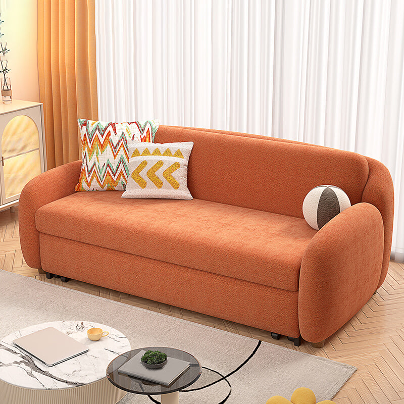 Ronde armbank bed met 2 kussens slipcovered bank in oranje