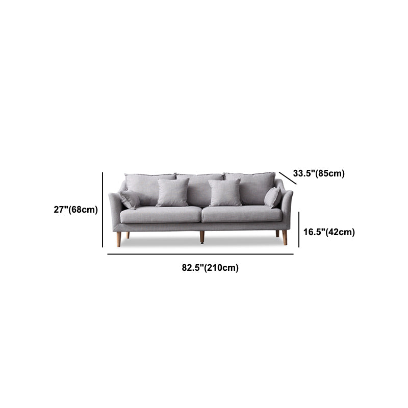 Modern Fabric Stationary Sofa 1/3-seat Flared Arm Sofa in Grey Clearhalo 'furn' 'furn_sofas' 'Furniture' 'Living Room Furniture' 'Sofa' 'sofas' 5822196