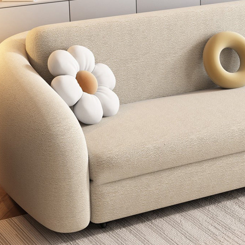 Contemporary Wool Sofa Cushions Back Sofa Bed in Beige For Living Room