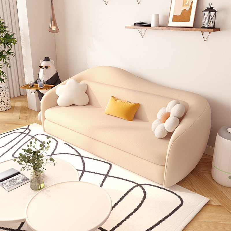 Faux Leather Sofa 37.40" W Convertible Sofa Bed in White for Living Room 71"L x 37"W x 31.5"H Clearhalo 'furn' 'furn_sofas' 'Furniture' 'Living Room Furniture' 'Sofa' 'sofas' 5822256