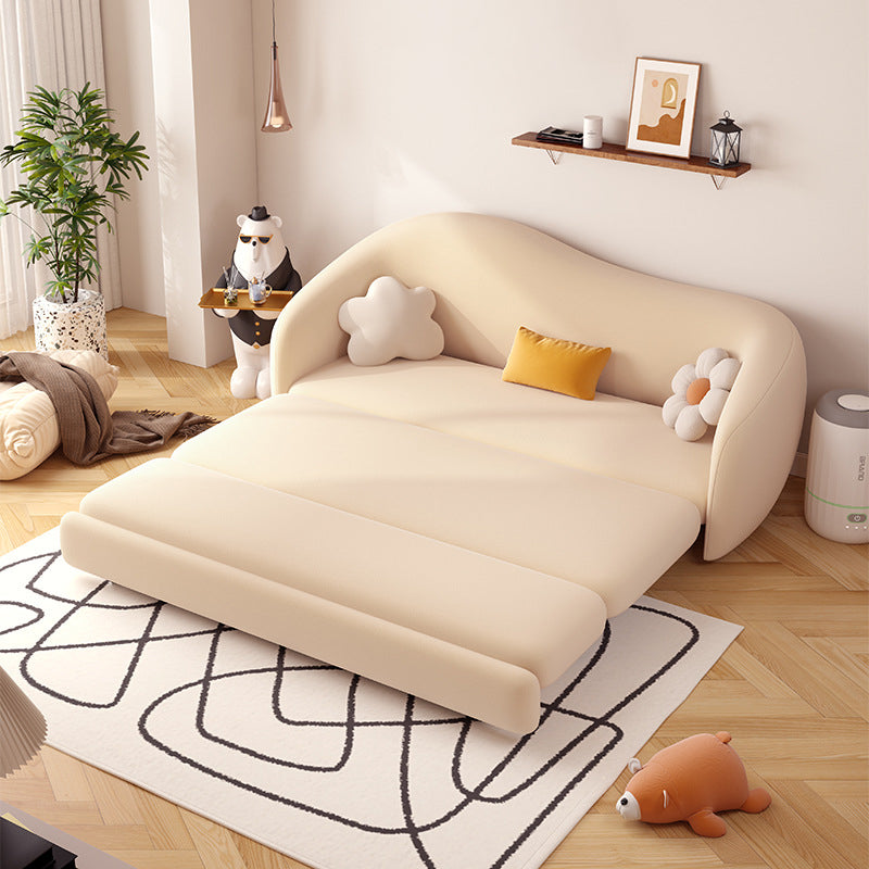 Faux Leather Sofa 37.40" W Convertible Sofa Bed in White for Living Room Clearhalo 'furn' 'furn_sofas' 'Furniture' 'Living Room Furniture' 'Sofa' 'sofas' 5822257