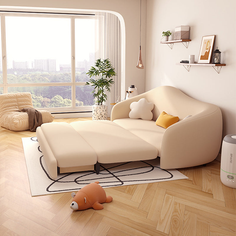 Faux Leather Sofa 37.40" W Convertible Sofa Bed in White for Living Room Clearhalo 'furn' 'furn_sofas' 'Furniture' 'Living Room Furniture' 'Sofa' 'sofas' 5822265