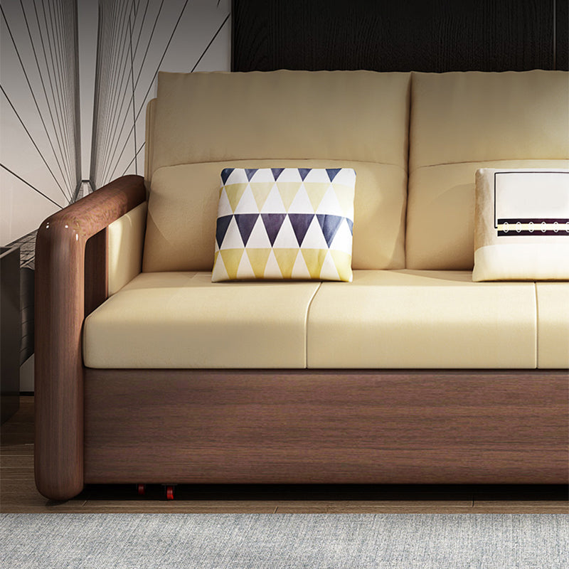 Modernism Brown Fabric Sofa Bed Solid Wood Sofa with Storage Clearhalo 'furn' 'furn_sofas' 'Furniture' 'Living Room Furniture' 'Sofa' 'sofas' 5822297