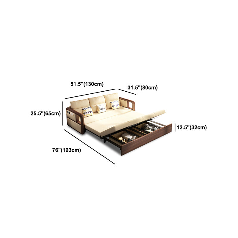 Modernism Brown Fabric Sofa Bed Solid Wood Sofa with Storage Clearhalo 'furn' 'furn_sofas' 'Furniture' 'Living Room Furniture' 'Sofa' 'sofas' 5822303