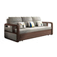 Fabric Sewn Pillow Back Sofa Round Arm Sofa Bed in Walnut Finish