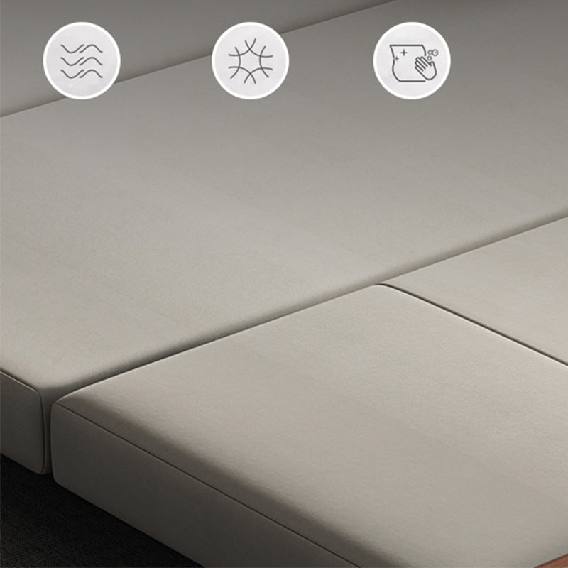 Fabric Sewn Pillow Back Sofa Round Arm Sofa Bed in Walnut Finish