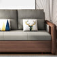 Fabric Sewn Pillow Back Sofa Round Arm Sofa Bed in Walnut Finish