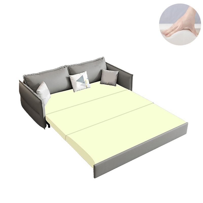 Divano in pelle in finto grigio con divano posteriore cuscino cucito cucito