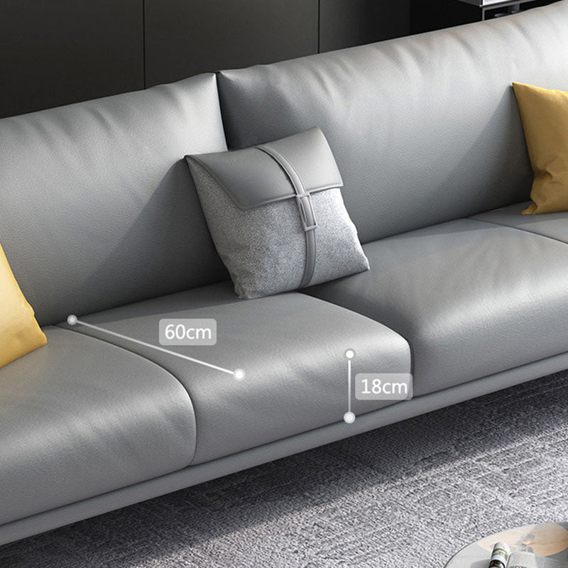 Canapé en cuir contemporain canapé de bras rond avec oreillers de boîtier