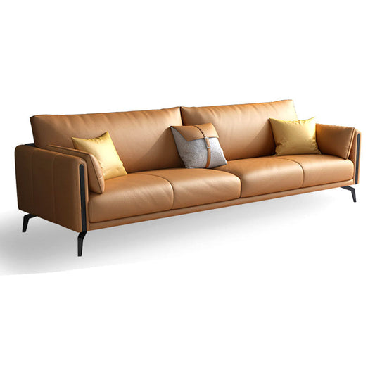 Zeitgenössisches Ledersofa runde Armsofa mit Bolsterkissen