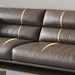 Flared Arm Sofa with Bolster Pillows Modern Leather Sofa in Brown