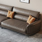 Flared Arm Sofa with Bolster Pillows Modern Leather Sofa in Brown