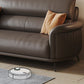 Flared Arm Sofa with Bolster Pillows Modern Leather Sofa in Brown