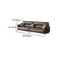 Flared Arm Sofa with Bolster Pillows Modern Leather Sofa in Brown