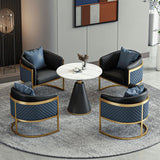 Faux Leather Sofa Modern Tuxedo Arm Sofa with Tight Back Water  Resistant