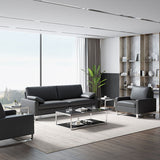 33,46 "Hochquadrat -Armsofa modernes Metall- und Ledersofa in Schwarz