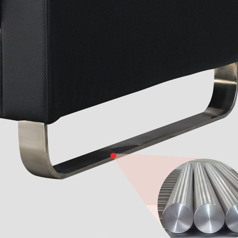 Divano a braccio quadrato da 33,46 "in metallo moderno in metallo e pelle in nero