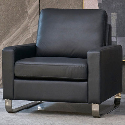 Divano a braccio quadrato da 33,46 "in metallo moderno in metallo e pelle in nero