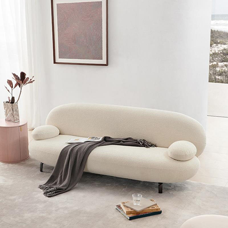 Pillow Top Arm Sofa Modern Wool 29.9-Inch High Sofa in White