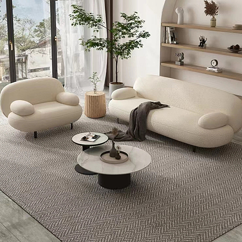 Pillow Top Arm Sofa Modern Wool 29.9-Inch High Sofa in White