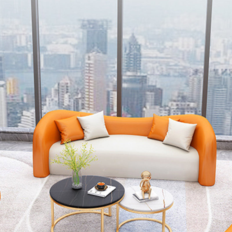 Faux leer gebogen bank moderne hellende armbank voor woonkamer