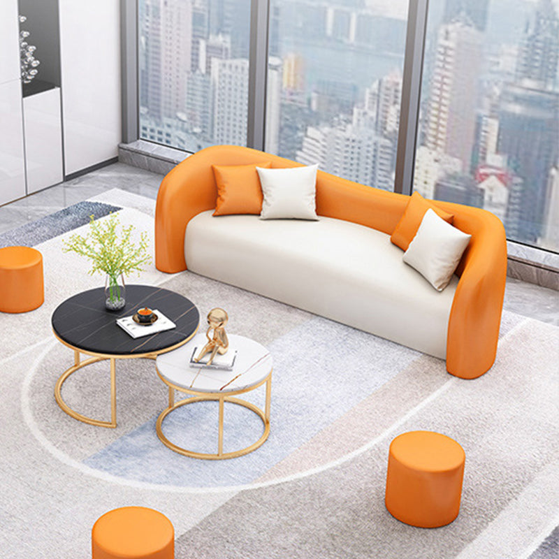 Faux leer gebogen bank moderne hellende armbank voor woonkamer