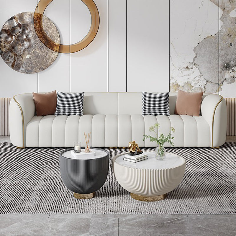 Modern Genuine Leather Sofa for Living Room Tuxedo Arm Sofa with Tight Back Clearhalo 'furn' 'furn_sofas' 'Furniture' 'Living Room Furniture' 'Sofa' 'sofas' 5822565