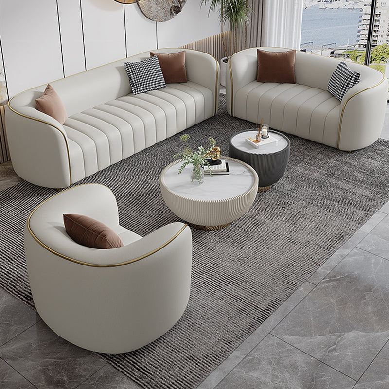 Modern Genuine Leather Sofa for Living Room Tuxedo Arm Sofa with Tight Back Clearhalo 'furn' 'furn_sofas' 'Furniture' 'Living Room Furniture' 'Sofa' 'sofas' 5822569