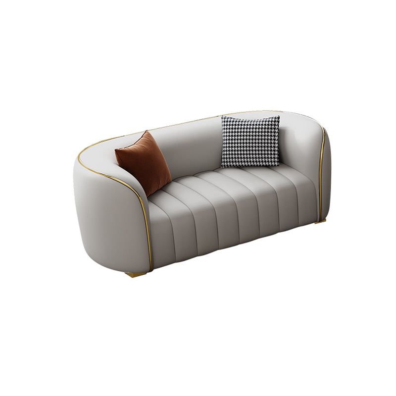 Modern Genuine Leather Sofa for Living Room Tuxedo Arm Sofa with Tight Back 66.9"L x 35.4"W x 29.5"H Clearhalo 'furn' 'furn_sofas' 'Furniture' 'Living Room Furniture' 'Sofa' 'sofas' 5822570