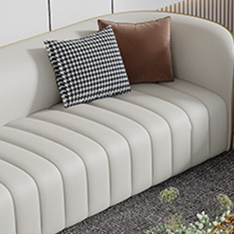 Modern Genuine Leather Sofa for Living Room Tuxedo Arm Sofa with Tight Back Clearhalo 'furn' 'furn_sofas' 'Furniture' 'Living Room Furniture' 'Sofa' 'sofas' 5822572