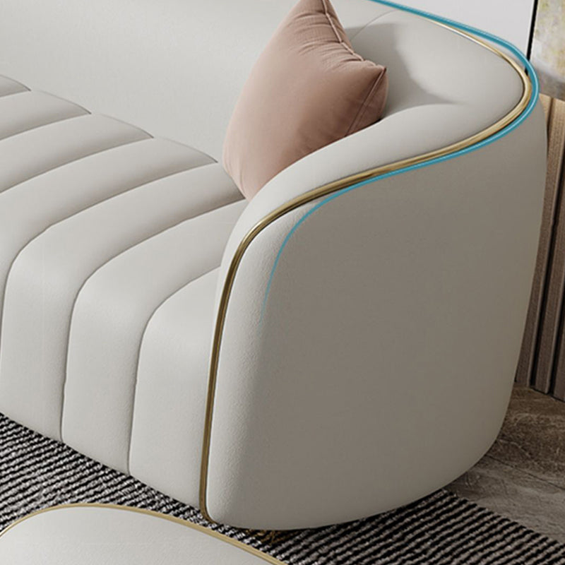 Modern Genuine Leather Sofa for Living Room Tuxedo Arm Sofa with Tight Back Clearhalo 'furn' 'furn_sofas' 'Furniture' 'Living Room Furniture' 'Sofa' 'sofas' 5822574