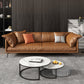 Pillow Top Arm Sofa Faux Leather Down Fill Cushions Sofa in Orange Clearhalo 'furn' 'furn_sofas' 'Furniture' 'Living Room Furniture' 'Sofa' 'sofas' 5822581