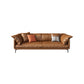 Pillow Top Arm Sofa Faux Leather Down Fill Cushions Sofa in Orange 85.8"L x 39.4"W x 33.5"H Clearhalo 'furn' 'furn_sofas' 'Furniture' 'Living Room Furniture' 'Sofa' 'sofas' 5822591