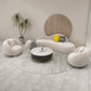 White Wool Curved Sofa Modern Armless Sofa with Tight Back for Living Room