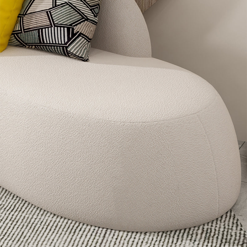 White Wool Curved Sofa Modern Armless Sofa with Tight Back for Living Room