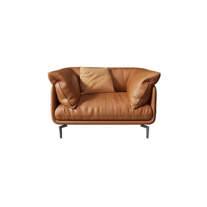 Pillow Top Arm Sofa Modern Faux Leather Cushions Sofa in Orange 43"L x 35.5"W x 33"H Clearhalo 'furn' 'furn_sofas' 'Furniture' 'Living Room Furniture' 'Sofa' 'sofas' 5822617