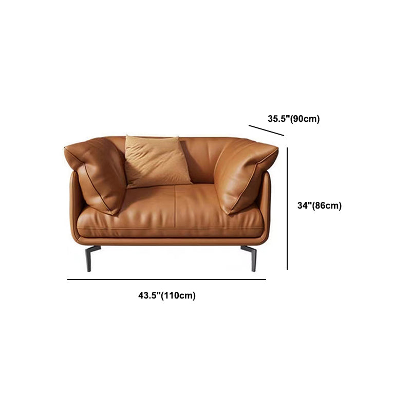 Pillow Top Arm Sofa Modern Faux Leather Cushions Sofa in Orange Clearhalo 'furn' 'furn_sofas' 'Furniture' 'Living Room Furniture' 'Sofa' 'sofas' 5822624