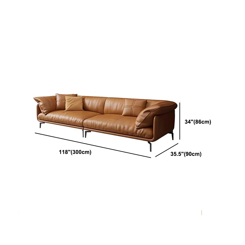 Pillow Top Arm Sofa Modern Faux Leather Cushions Sofa in Orange Clearhalo 'furn' 'furn_sofas' 'Furniture' 'Living Room Furniture' 'Sofa' 'sofas' 5822630