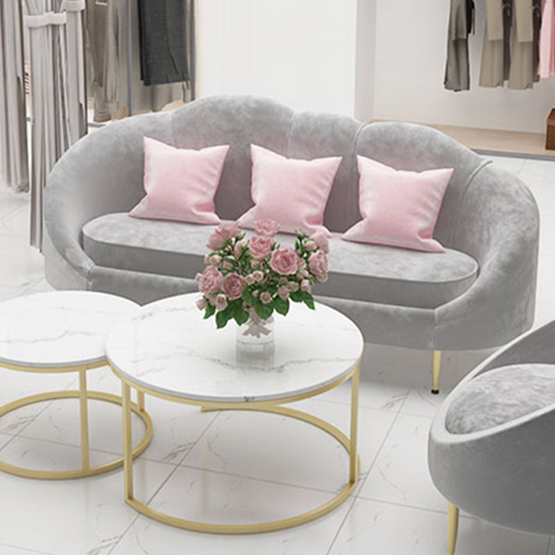 Velvet Curved Sofa Contemporary Sloped Arm Sofa for Living Room Clearhalo 'furn' 'furn_sofas' 'Furniture' 'Living Room Furniture' 'Sofa' 'sofas' 5822647