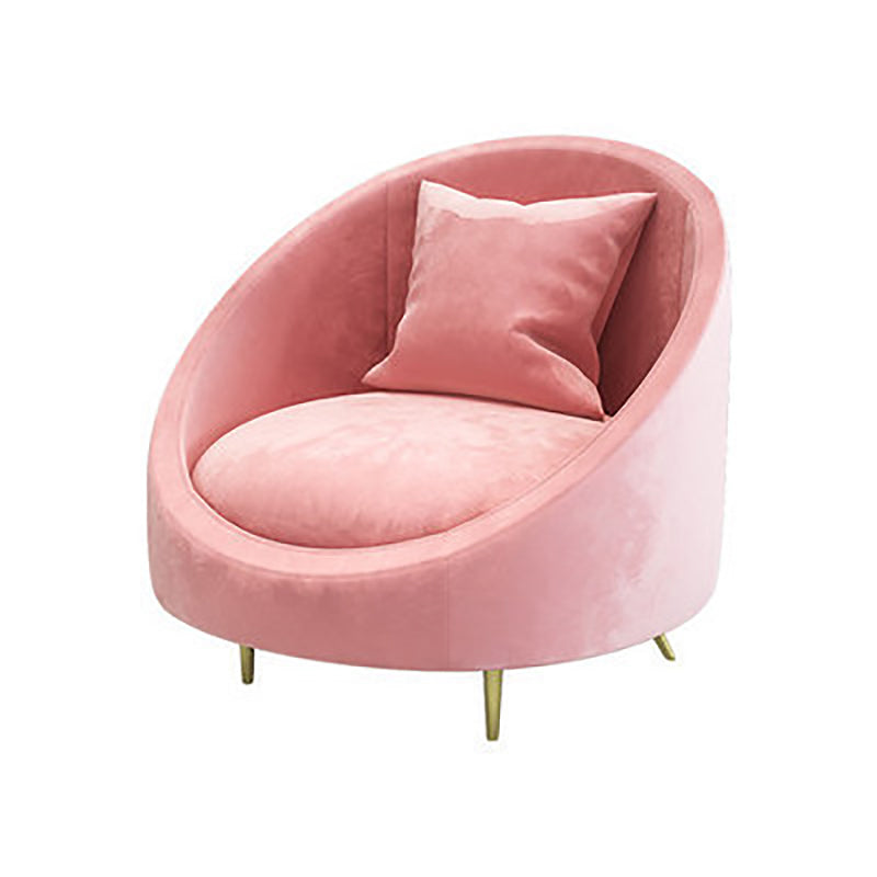 Velvet Curved Sofa Contemporary Sloped Arm Sofa for Living Room 32"L x 32"W x 35"H Pink Clearhalo 'furn' 'furn_sofas' 'Furniture' 'Living Room Furniture' 'Sofa' 'sofas' 5822648