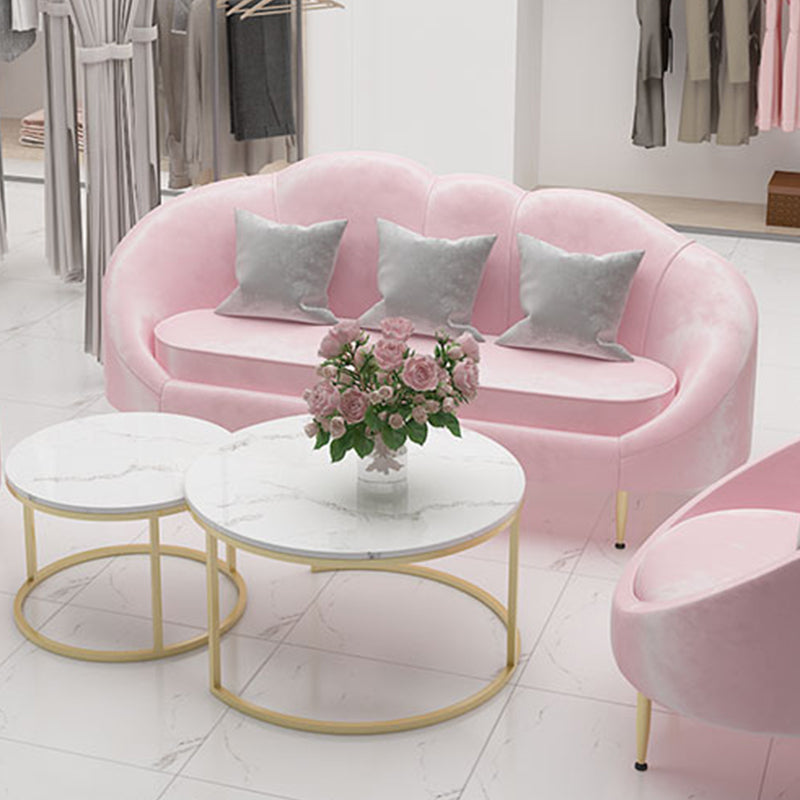 Velvet Curved Sofa Contemporary Sloped Arm Sofa for Living Room Clearhalo 'furn' 'furn_sofas' 'Furniture' 'Living Room Furniture' 'Sofa' 'sofas' 5822651