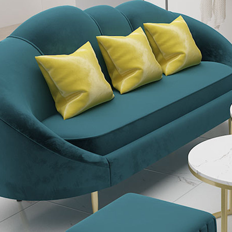 Velvet Curved Sofa Contemporary Sloped Arm Sofa for Living Room Clearhalo 'furn' 'furn_sofas' 'Furniture' 'Living Room Furniture' 'Sofa' 'sofas' 5822654