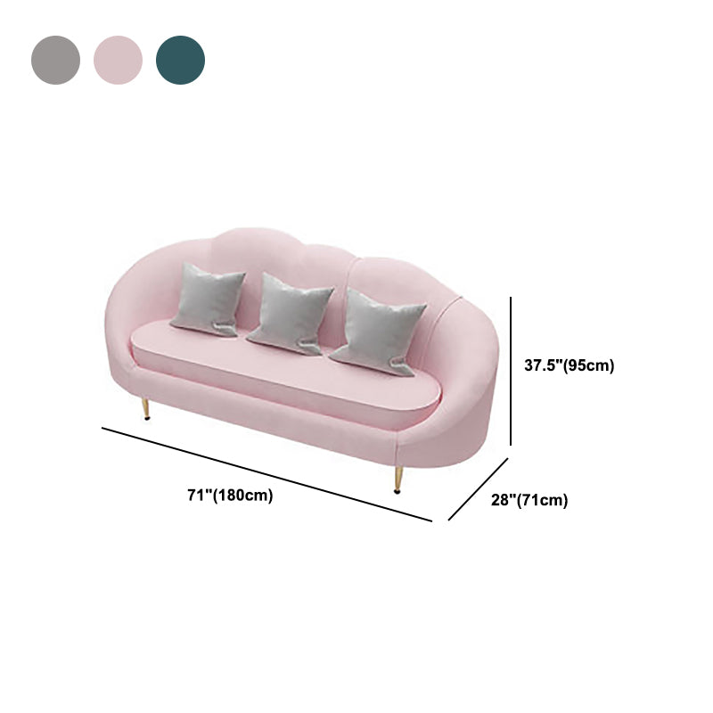 Velvet Curved Sofa Contemporary Sloped Arm Sofa for Living Room Clearhalo 'furn' 'furn_sofas' 'Furniture' 'Living Room Furniture' 'Sofa' 'sofas' 5822660