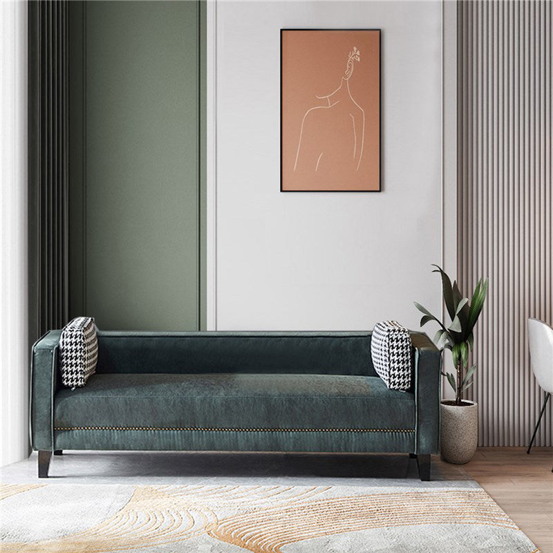 Hedendaagse donkergroene bank Tuxedo Arm Faux Leather Lederen Room Band