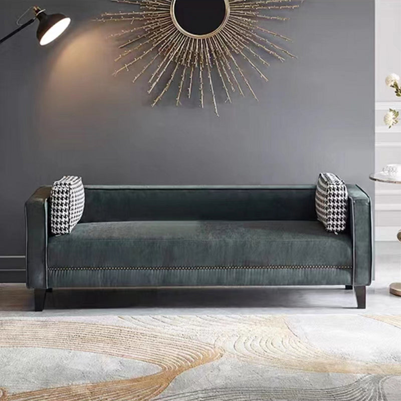 Hedendaagse donkergroene bank Tuxedo Arm Faux Leather Lederen Room Band