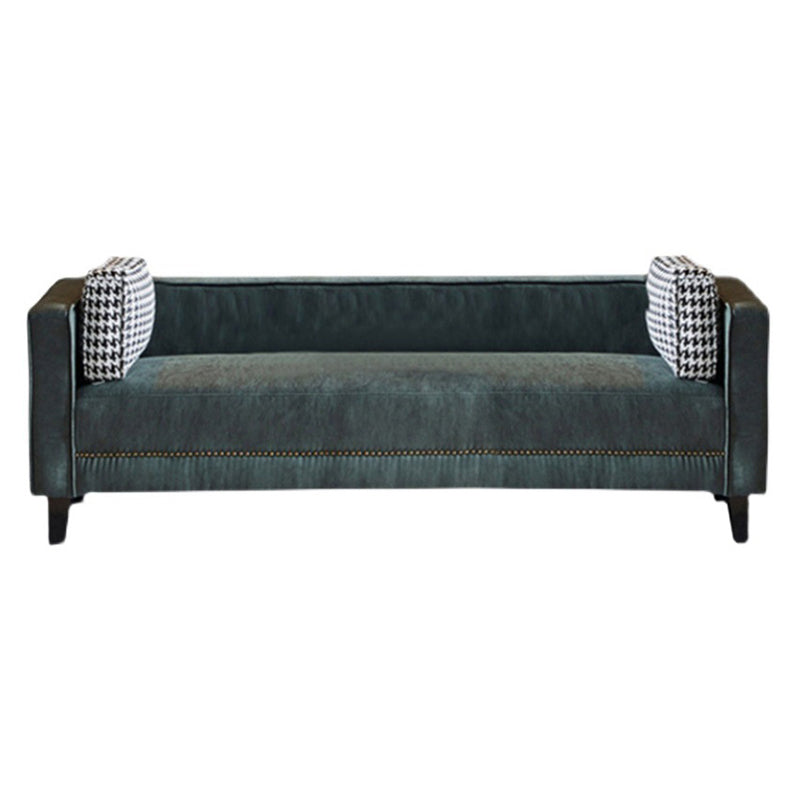 Hedendaagse donkergroene bank Tuxedo Arm Faux Leather Lederen Room Band