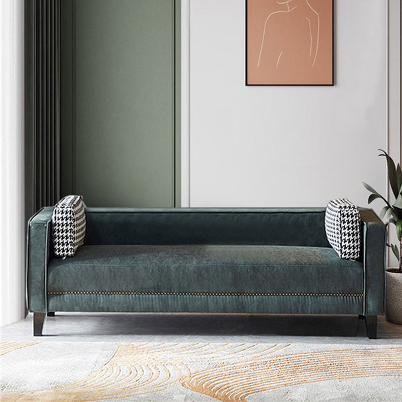 Hedendaagse donkergroene bank Tuxedo Arm Faux Leather Lederen Room Band